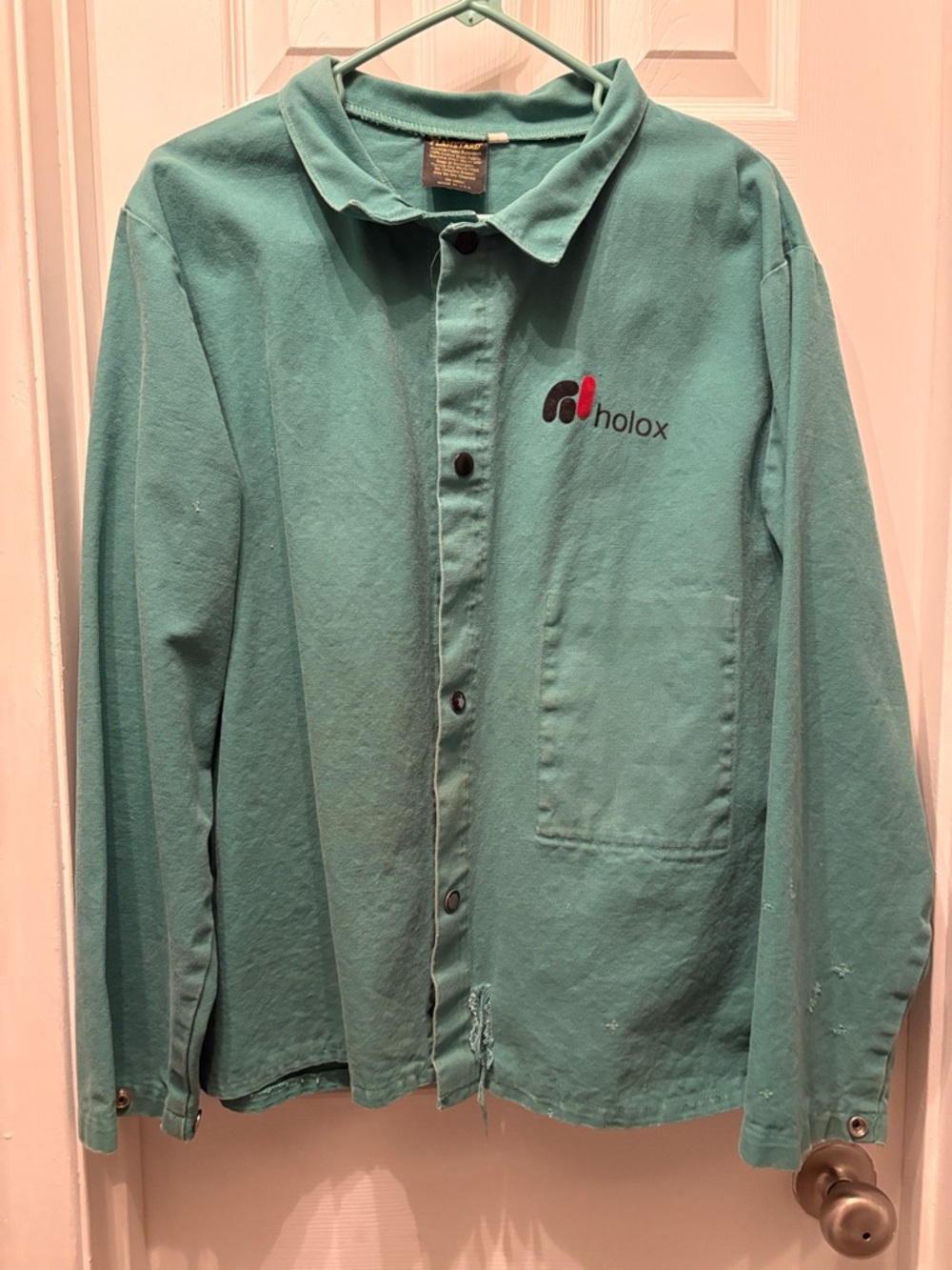 Vintage worn Holox Teal Button-Up Work Jacket